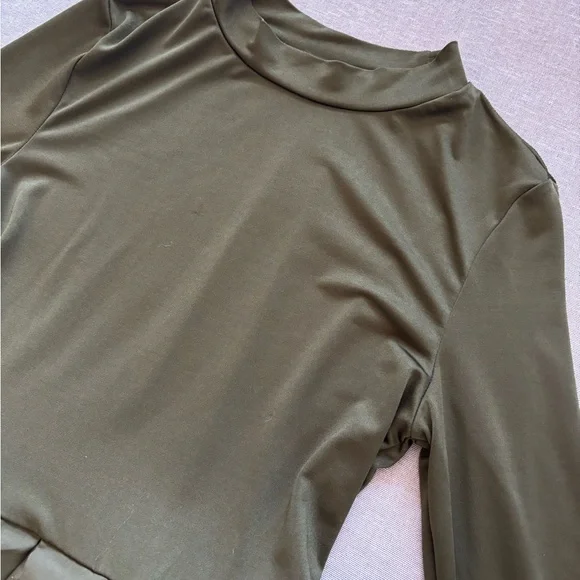 Olive green ruffle cyberpunk dress. - Picture 9 of 9